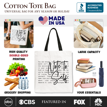 Note To Self Mental Health Canvas Bag and Straps