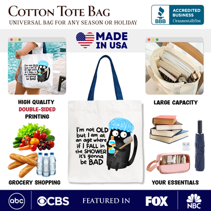 Sarcastic Old Black Cat Shower and Gift Tote