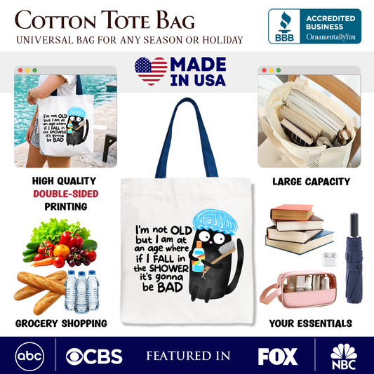 Sarcastic Old Black Cat Shower and Gift Tote