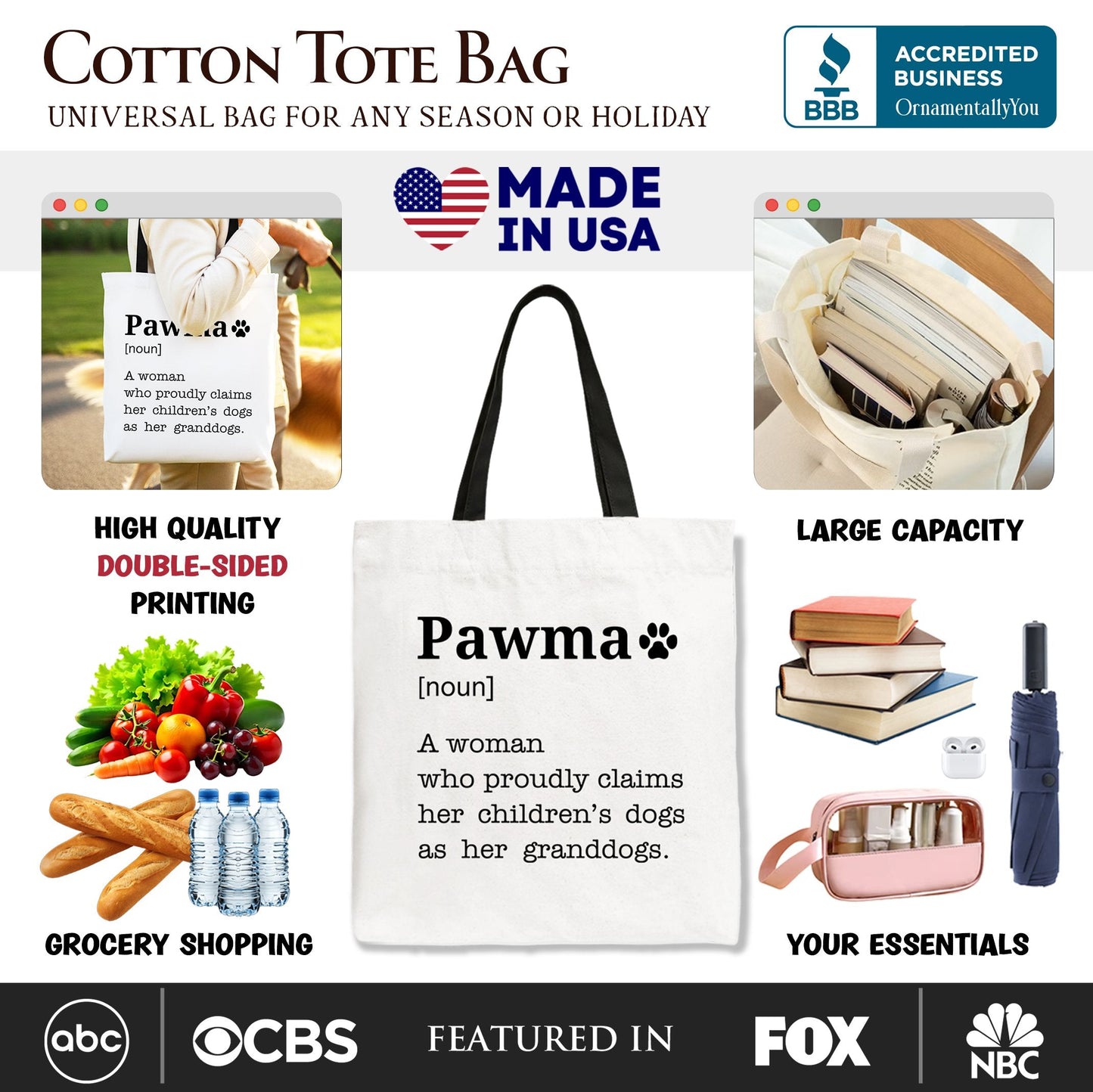 Spacious Canvas Tote Bag For A New Dog Mom