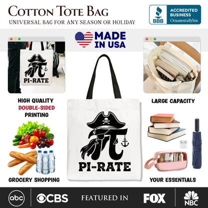 Pirate Pi Day Math and Gift Canvas Tote Bag