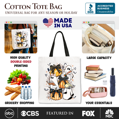 Pink Coquette Halloween Ghost Tote Bag for girls