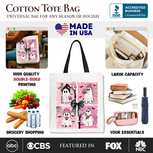 Pink Halloween Ghost Canvas Tote Bag and Gifts