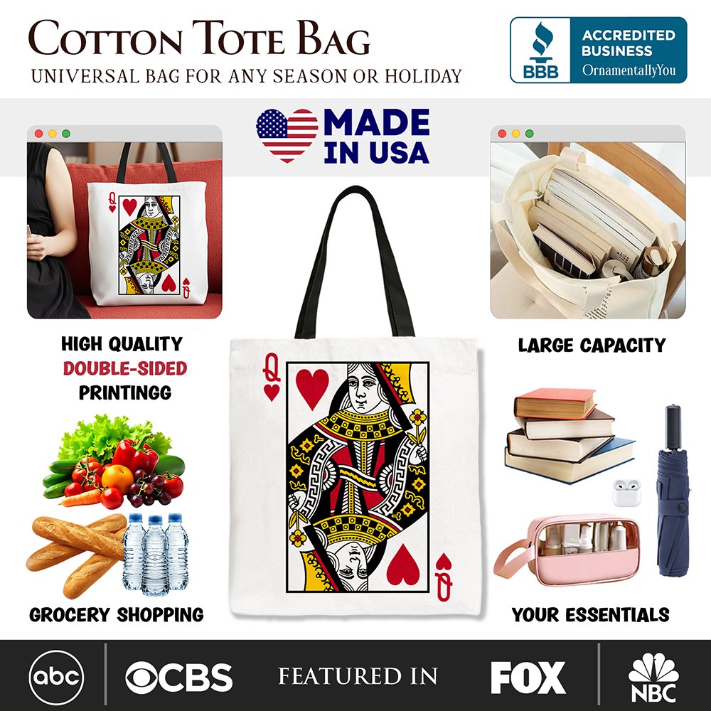 A Royal Queen Hearts Crown Canvas Tote Bag