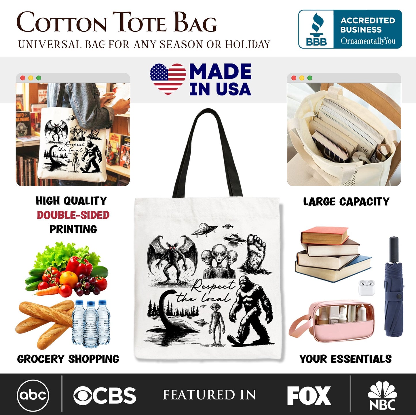 Respect the Local Cryptid Squad Canvas Tote Bag