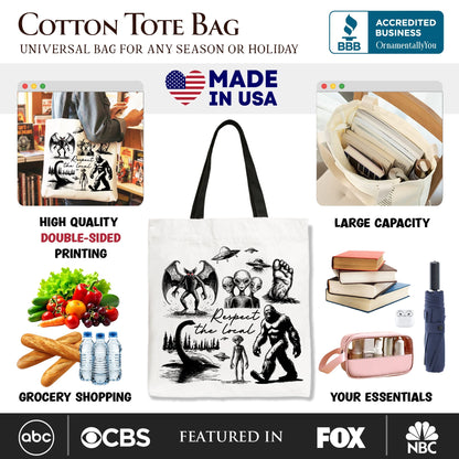 Respect the Local Cryptid Squad Canvas Tote Bag