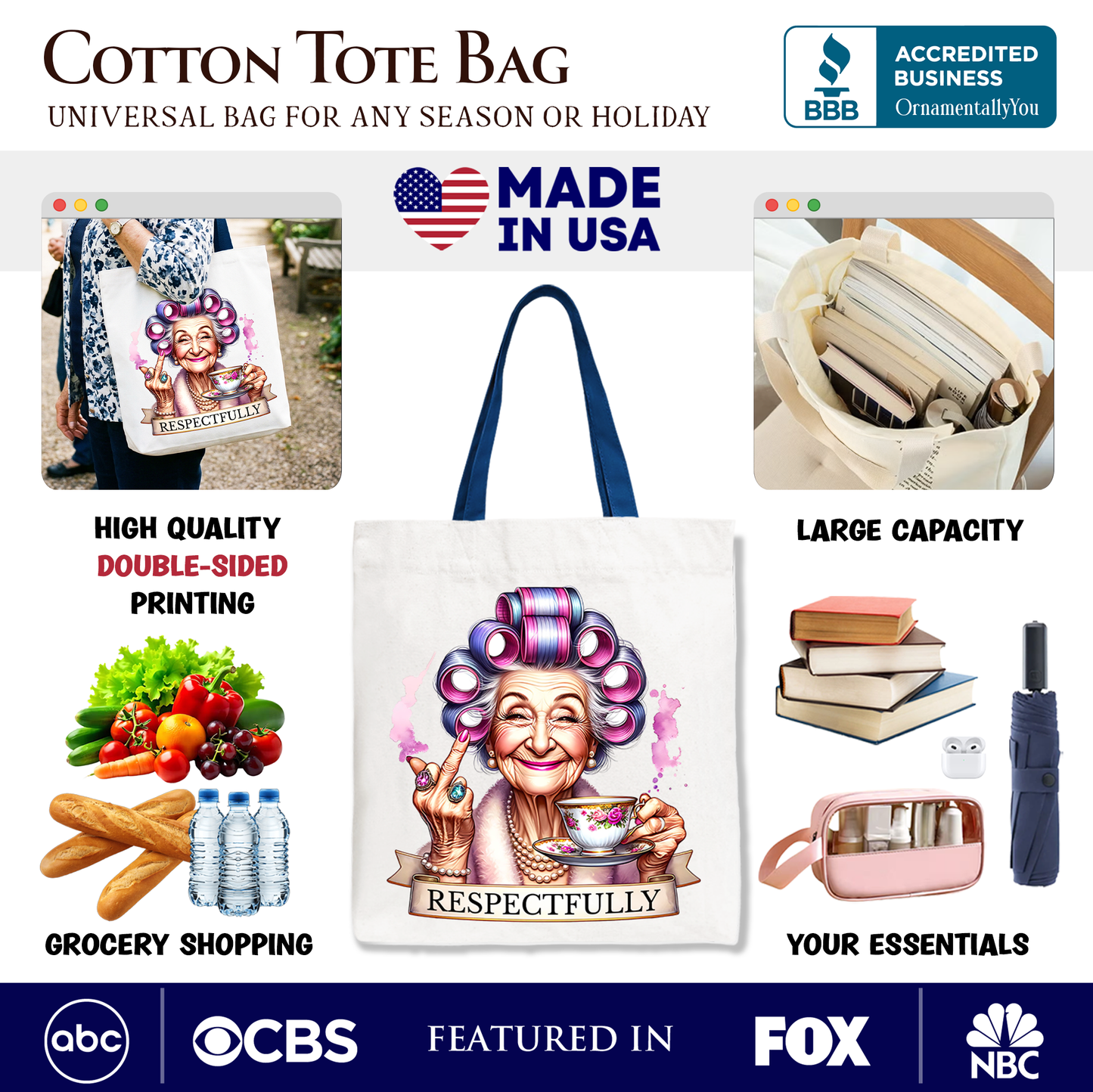 Respectfully Sassy Grandma Gift and Tote Bag