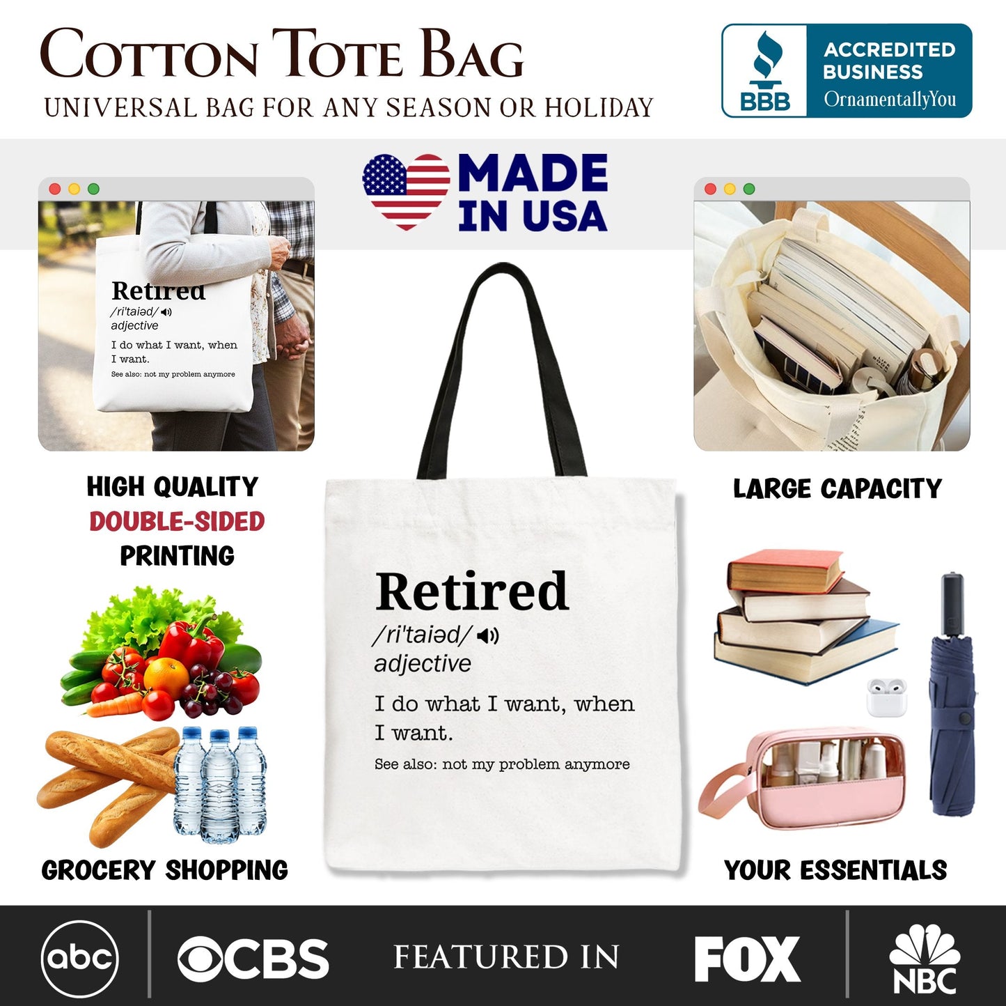 Funny Retirement Canvas Tote Bag For New Retirees