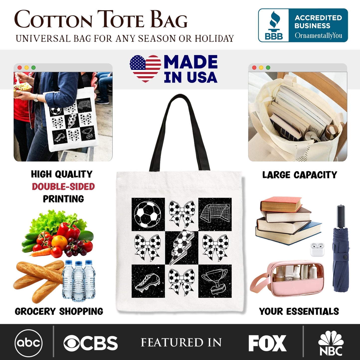 Retro Checkered Soccer Tote and Canvas Game Day