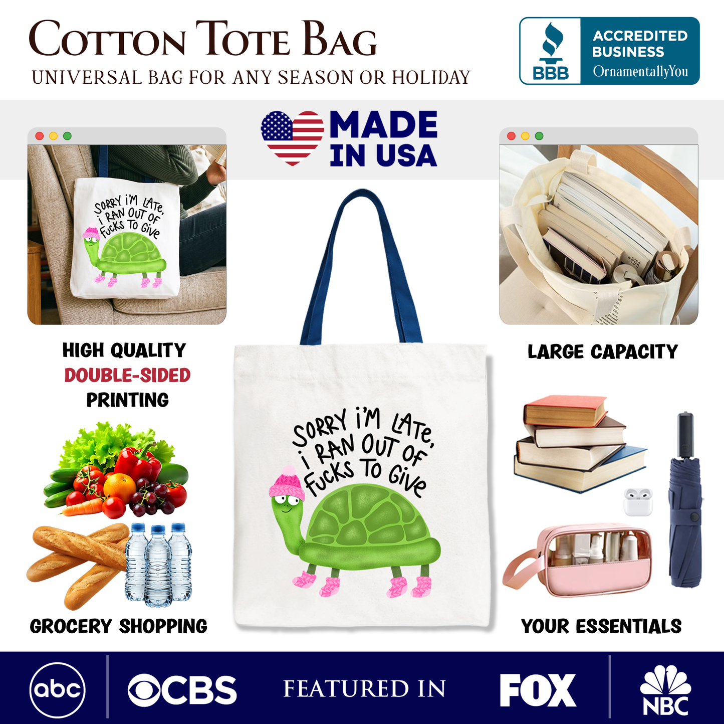 Sarcastic Turtle Tote Bag And A Funny Canvas Gift