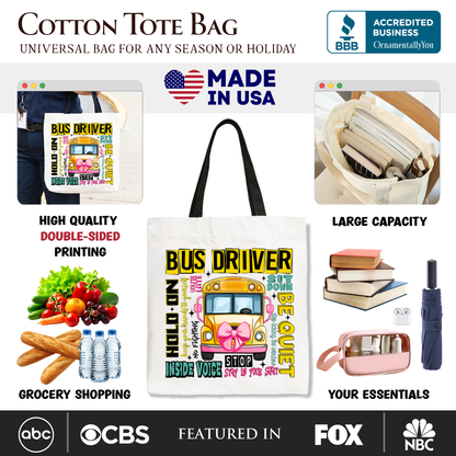 School Bus Driver Canvas Shoulder Tote Bag