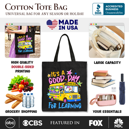 School Bus Good Day for Learning Canvas Tote