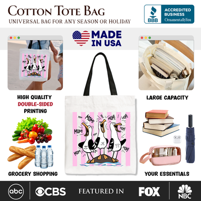 A Funny Seagull Mom Coquette Canvas Tote Bag