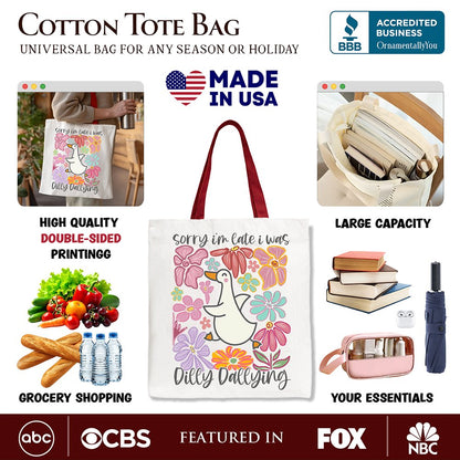 Dilly Dallying Goose Canvas Tote Bag and Gift
