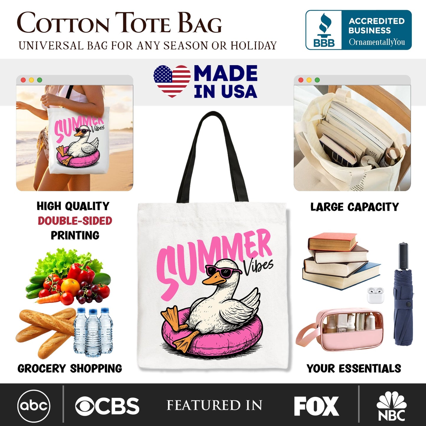 Durable Canvas Goose Tote Bag for Summer and Fun
