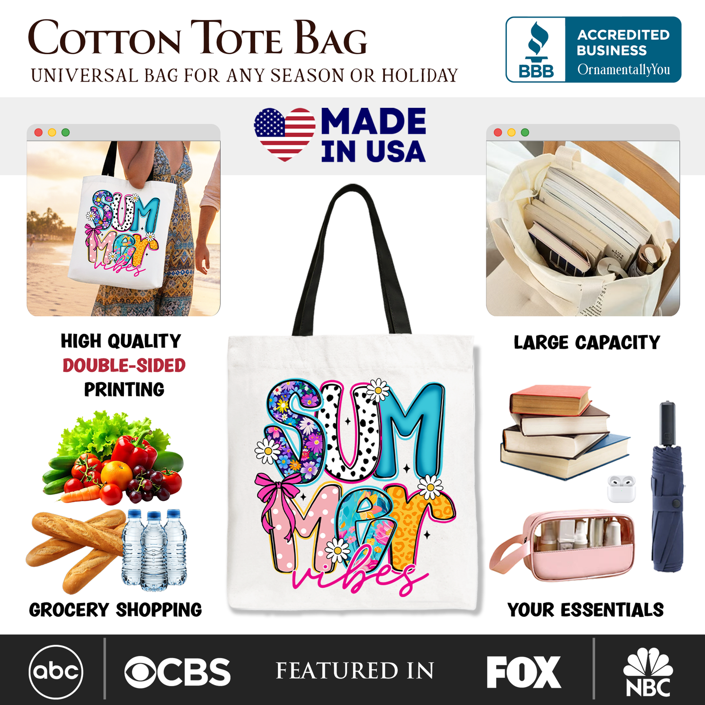Summer Vibes Retro Floral Canvas and Gift Bag