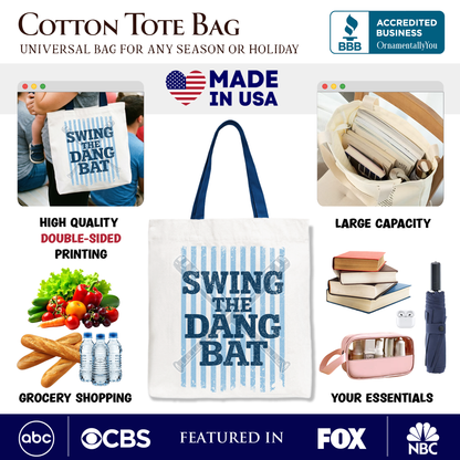Softball Mom Canvas Tote Bag and Shoulder Straps