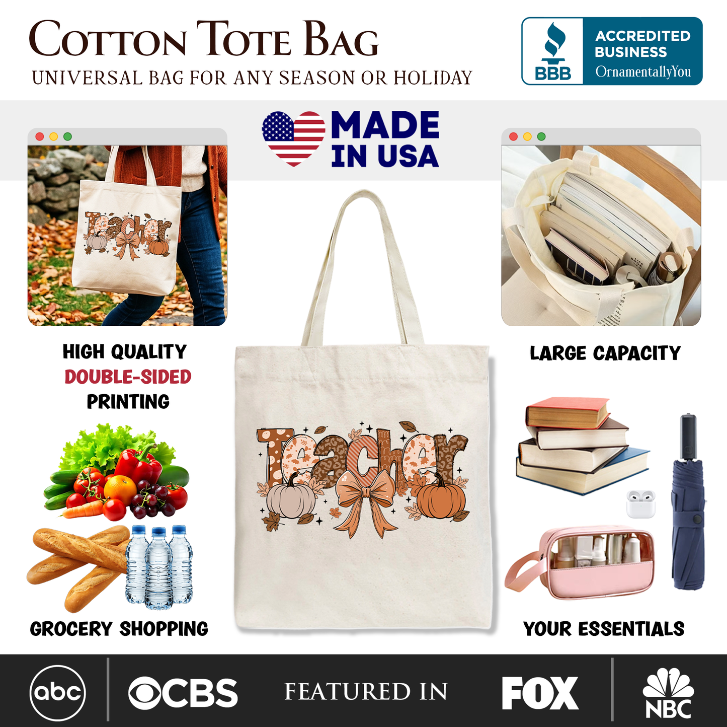 Teacher Coquette Autumn Tote and Pumpkin Bag