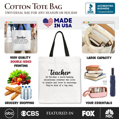 Teacher Definition Canvas Tote Bag and Educators