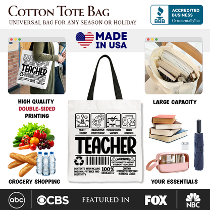 Funny Barcode Teacher Canvas Tote and Supplies