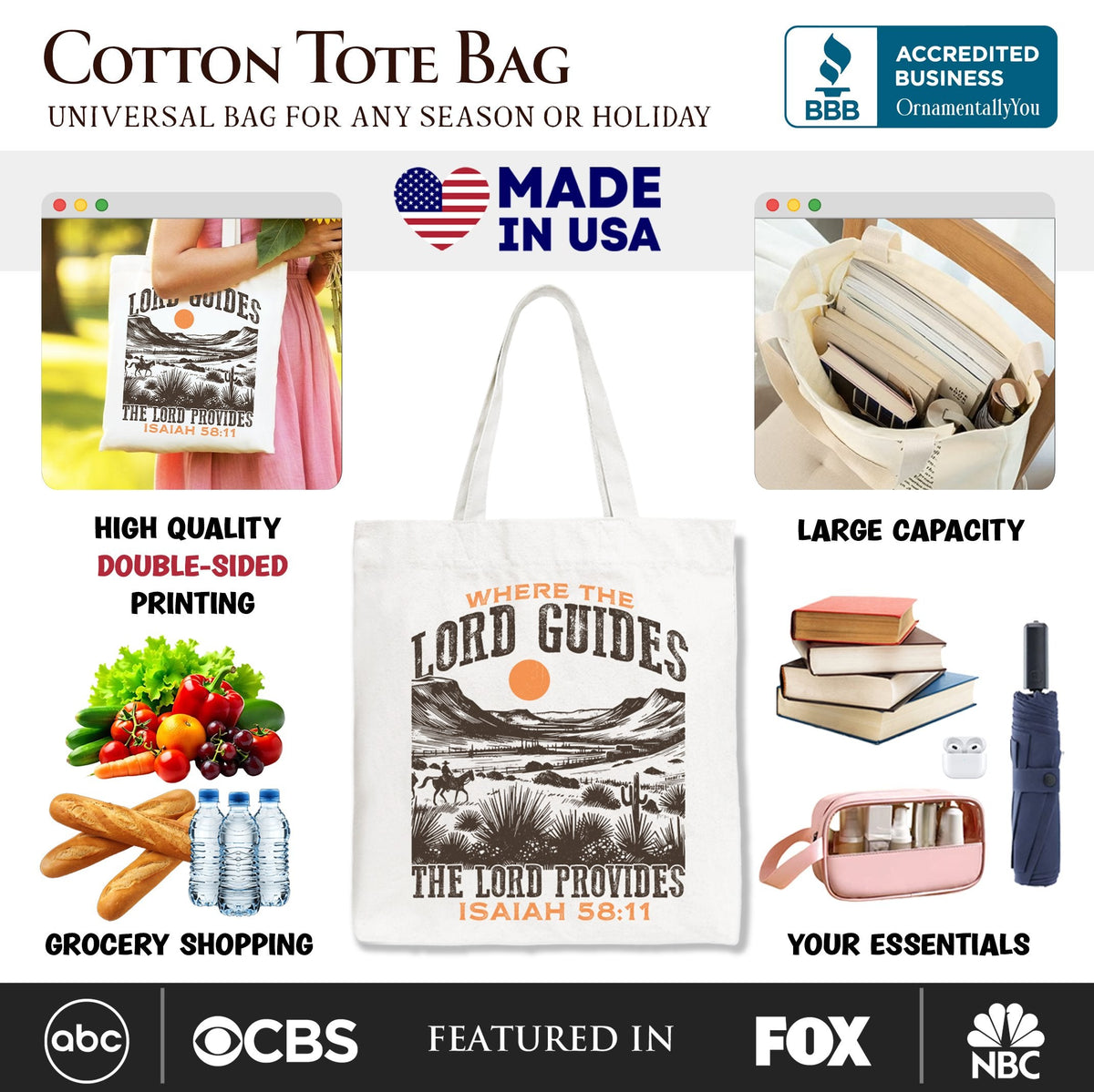Western Christian Tote Bag For Church And Art