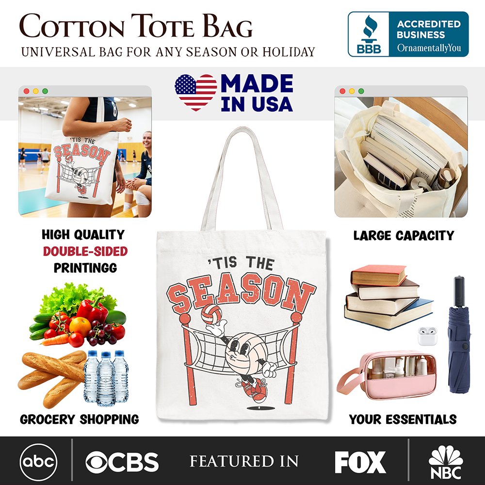 Tis the Season Volleyball Canvas Tote Bag