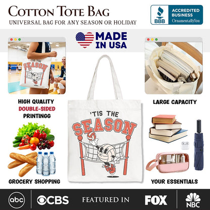 Tis the Season Volleyball Canvas Tote Bag