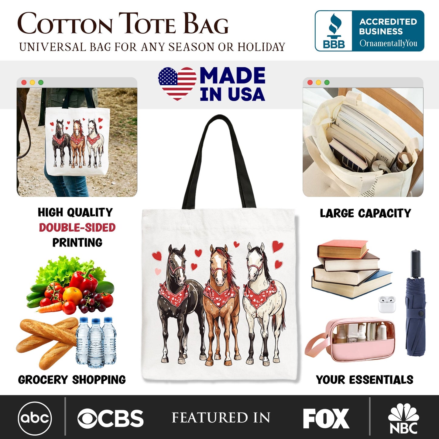 Adorable Valentine Horse Western Tote Bag of Love