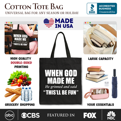 When God Made Me Christian Canvas Tote and Bag