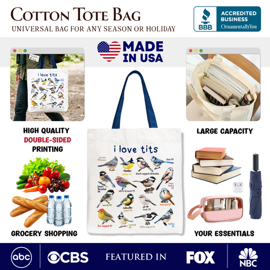Whimsical Bird Tit Tote Bag and Birder Gifts