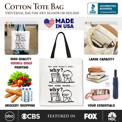 Funny Coder And Programmer Canvas Tote Bag