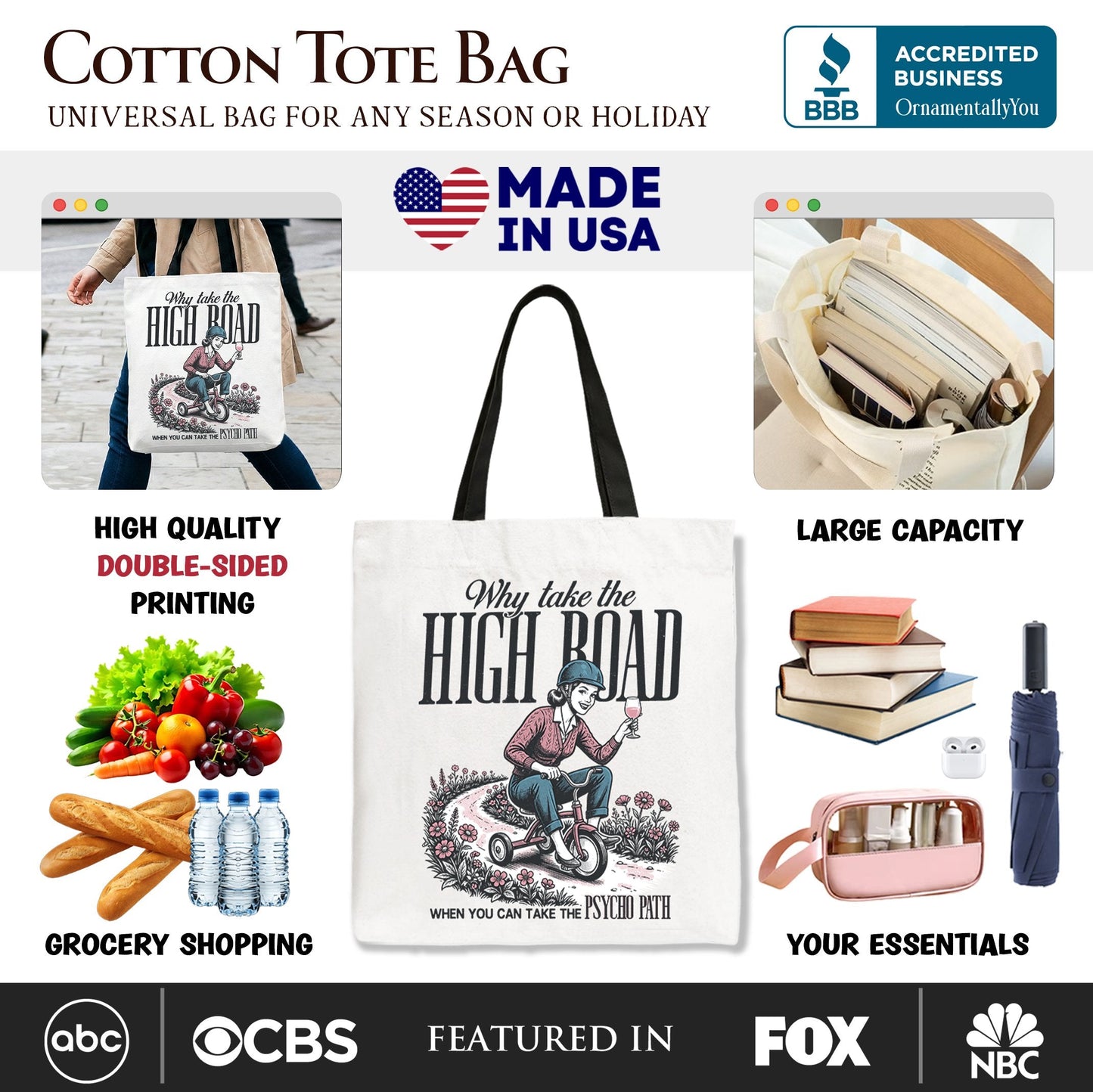 Why Take the High Road Mom Canvas Tote Bag