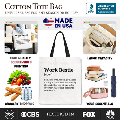 Work Bestie Canvas Tote Bag for Fun Office Gifts