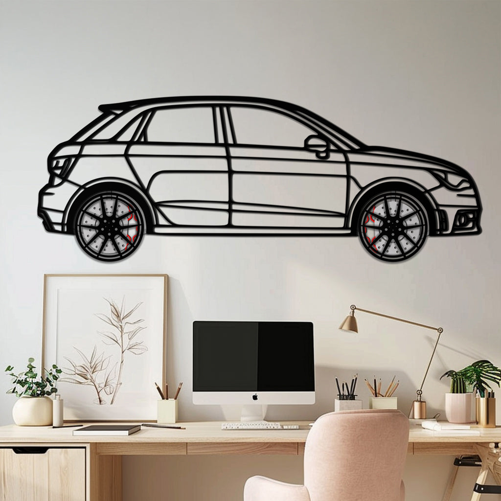 Audi A1 Metal Car Wall Art with Rotating Wheels - Handmade Car Silhouette Decor - Automotive Wall Art for Petrolheads-KAFMEKA094 - Tampa Home & Garden Store