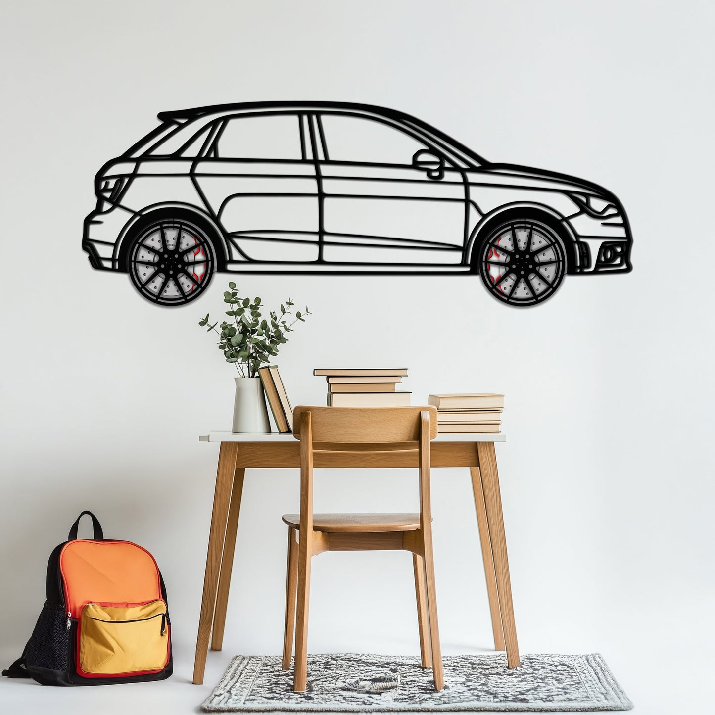 Audi A1 Metal Car Wall Art with Rotating Wheels - Handmade Car Silhouette Decor - Automotive Wall Art for Petrolheads-KAFMEKA094 - Tampa Home & Garden Store