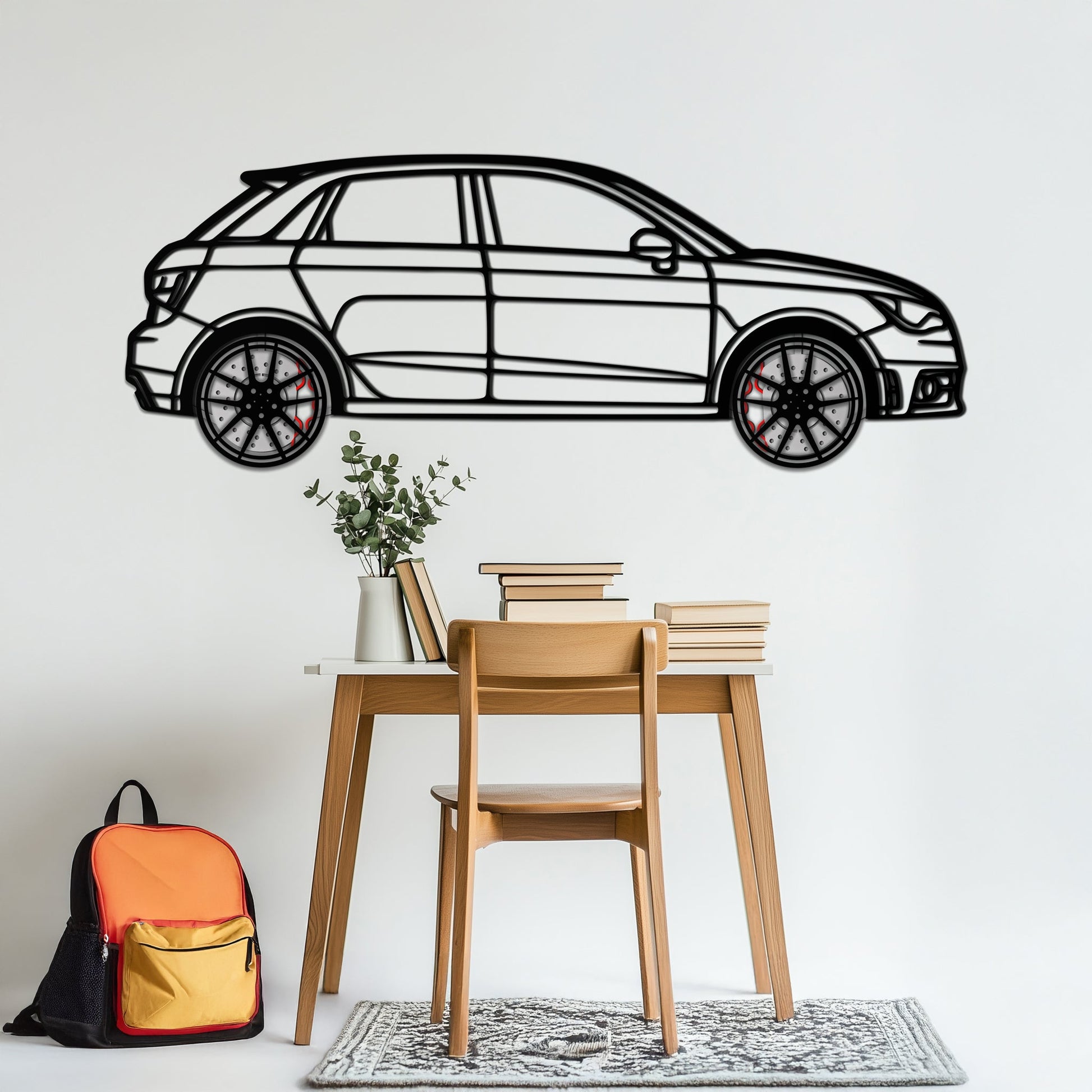 Audi A1 Metal Car Wall Art with Rotating Wheels - Handmade Car Silhouette Decor - Automotive Wall Art for Petrolheads-KAFMEKA094 - Tampa Home & Garden Store