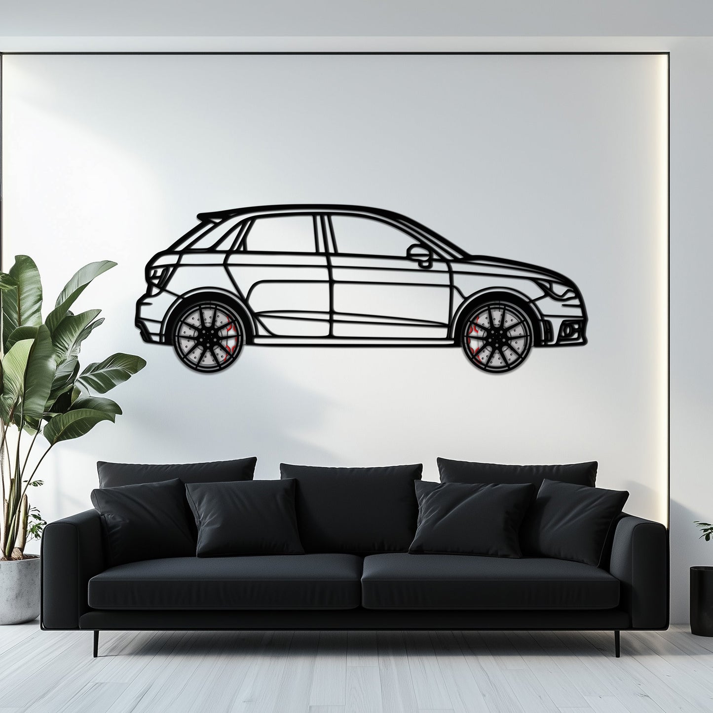 Audi A1 Metal Car Wall Art with Rotating Wheels - Handmade Car Silhouette Decor - Automotive Wall Art for Petrolheads-KAFMEKA094 - Tampa Home & Garden Store