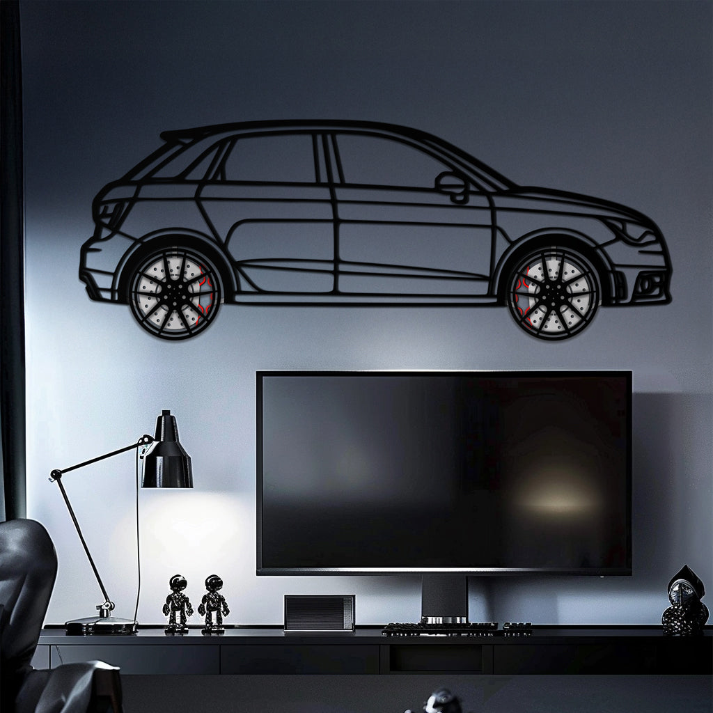 Audi A1 Metal Car Wall Art with Rotating Wheels - Handmade Car Silhouette Decor - Automotive Wall Art for Petrolheads-KAFMEKA094 - Tampa Home & Garden Store