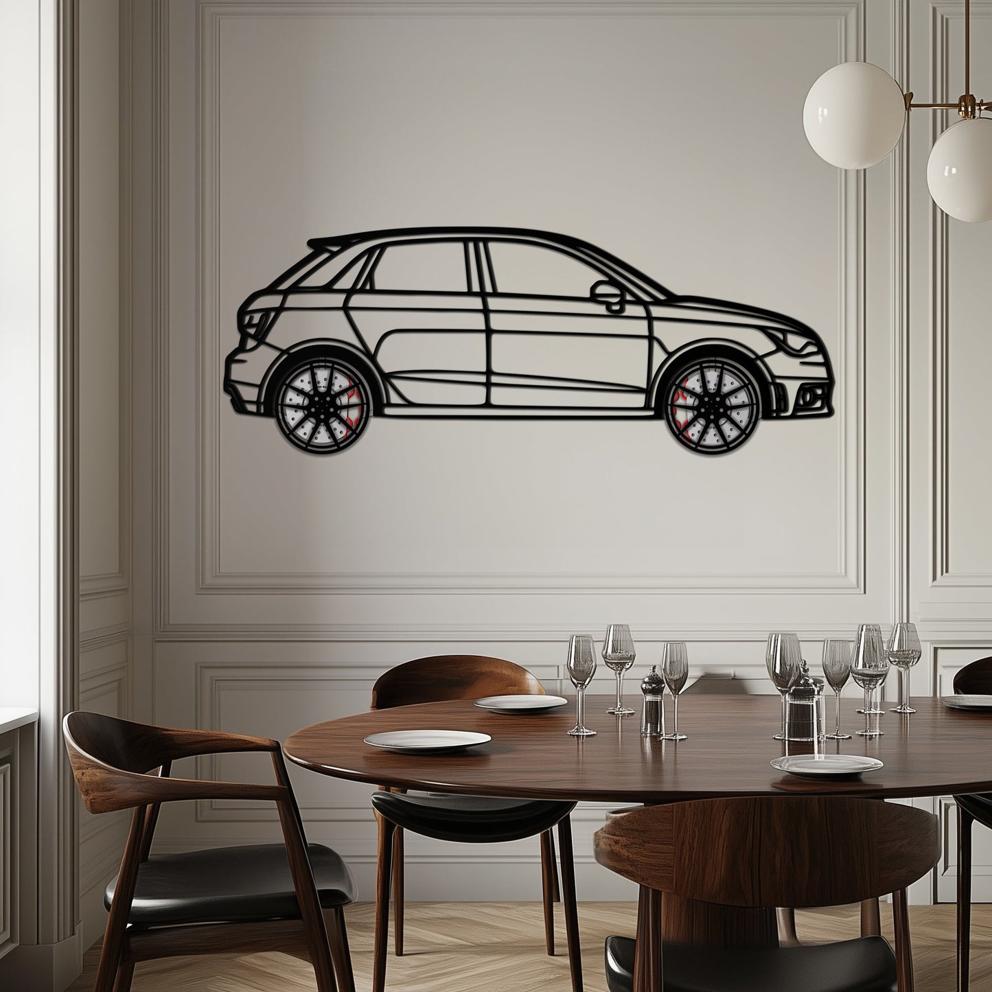 Audi A1 Metal Car Wall Art with Rotating Wheels - Handmade Car Silhouette Decor - Automotive Wall Art for Petrolheads-KAFMEKA094 - Tampa Home & Garden Store