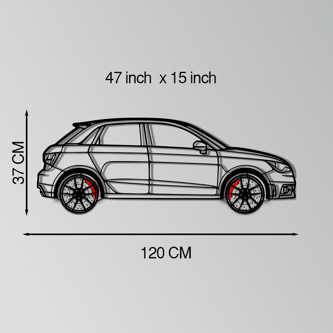 Audi A1 Metal Car Wall Art with Rotating Wheels - Handmade Car Silhouette Decor - Automotive Wall Art for Petrolheads-KAFMEKA094 - Tampa Home & Garden Store