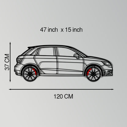 Audi A1 Metal Car Wall Art with Rotating Wheels - Handmade Car Silhouette Decor - Automotive Wall Art for Petrolheads-KAFMEKA094 - Tampa Home & Garden Store