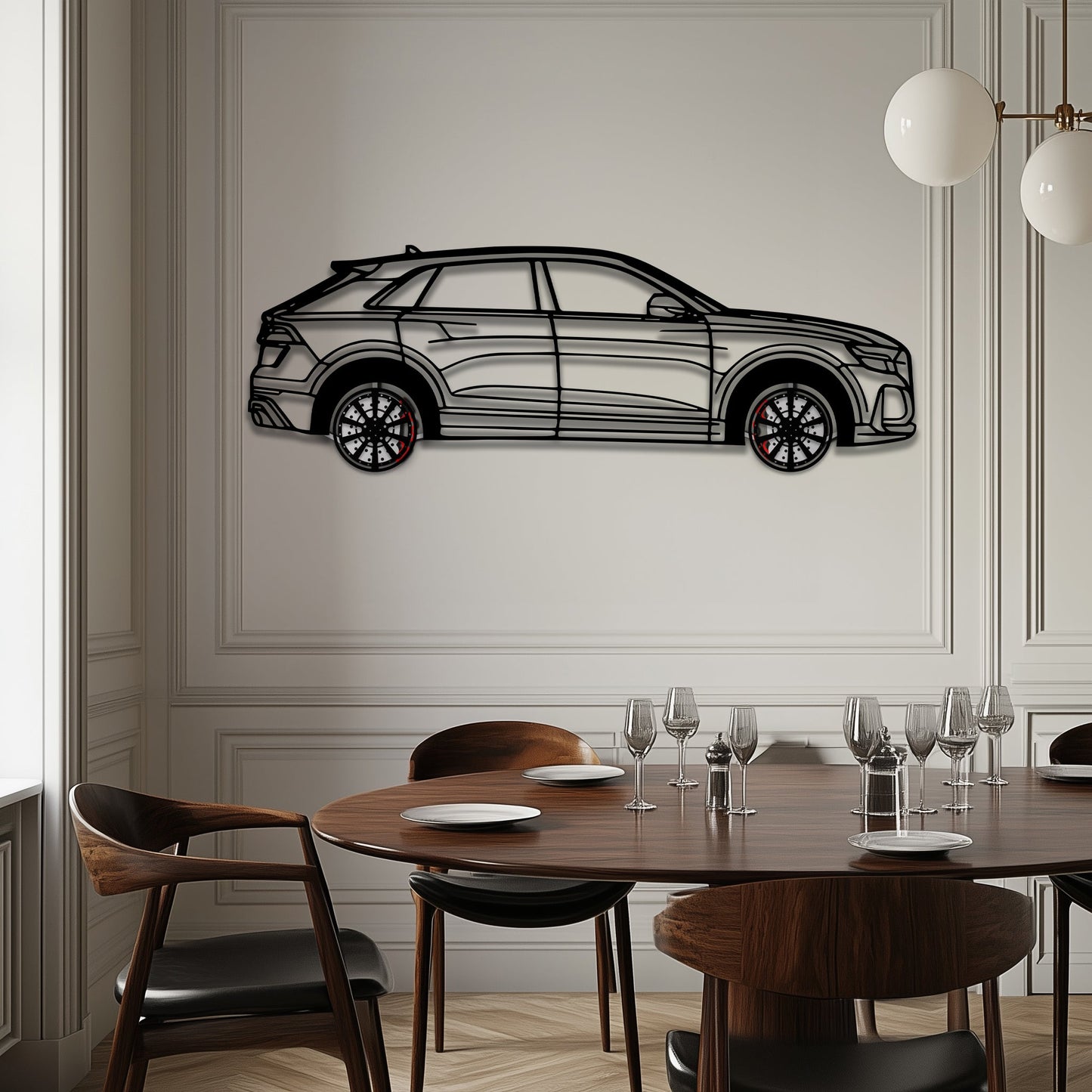 Audi Q8 Metal Car Wall Art with Rotating Wheels - Handmade Luxury SUV Silhouette Decor - Automotive Wall Art for Petrolheads - KAFMEKA095 - Tampa Home & Garden Store