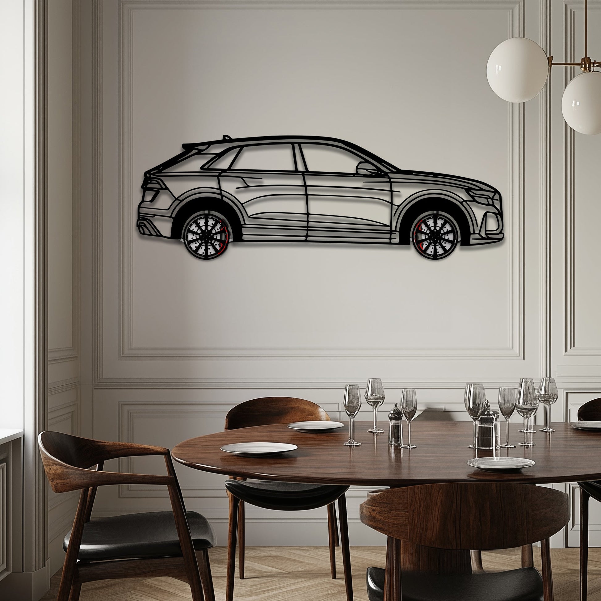 Audi Q8 Metal Car Wall Art with Rotating Wheels - Handmade Luxury SUV Silhouette Decor - Automotive Wall Art for Petrolheads - KAFMEKA095 - Tampa Home & Garden Store