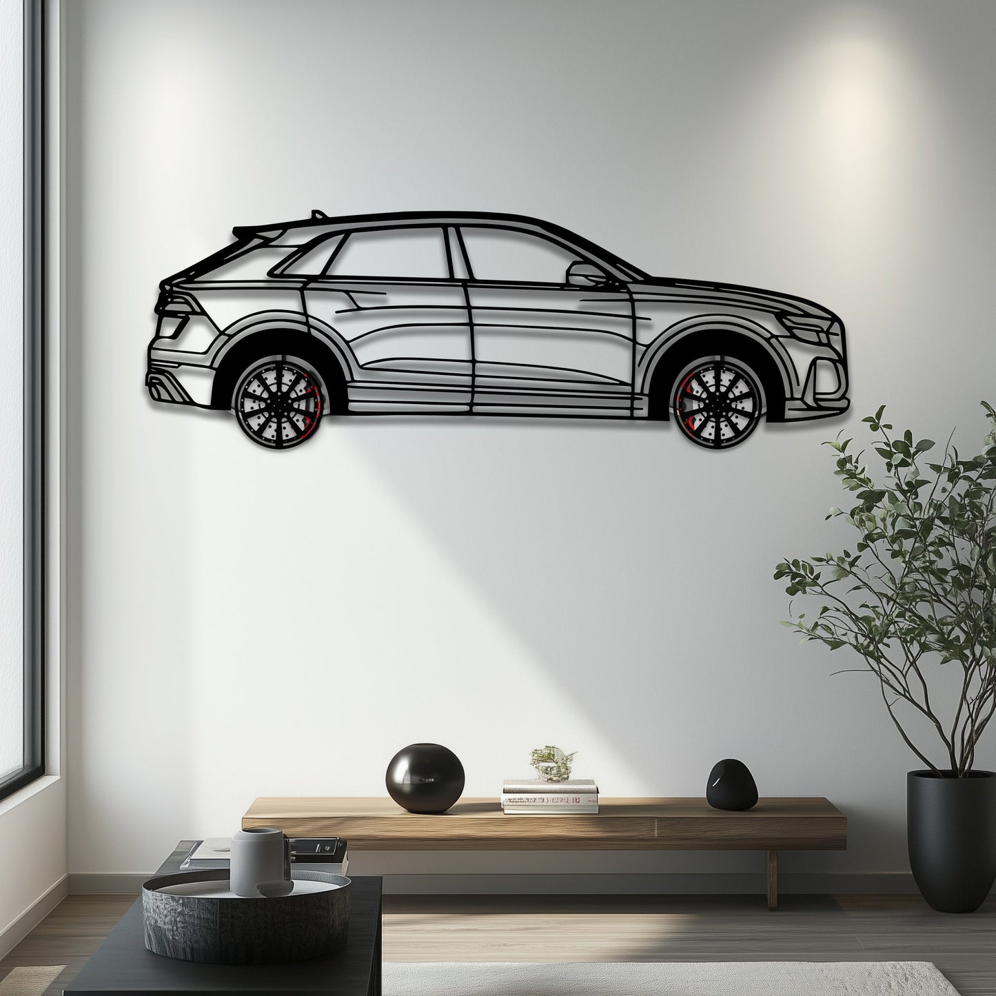 Audi Q8 Metal Car Wall Art with Rotating Wheels - Handmade Luxury SUV Silhouette Decor - Automotive Wall Art for Petrolheads - KAFMEKA095 - Tampa Home & Garden Store