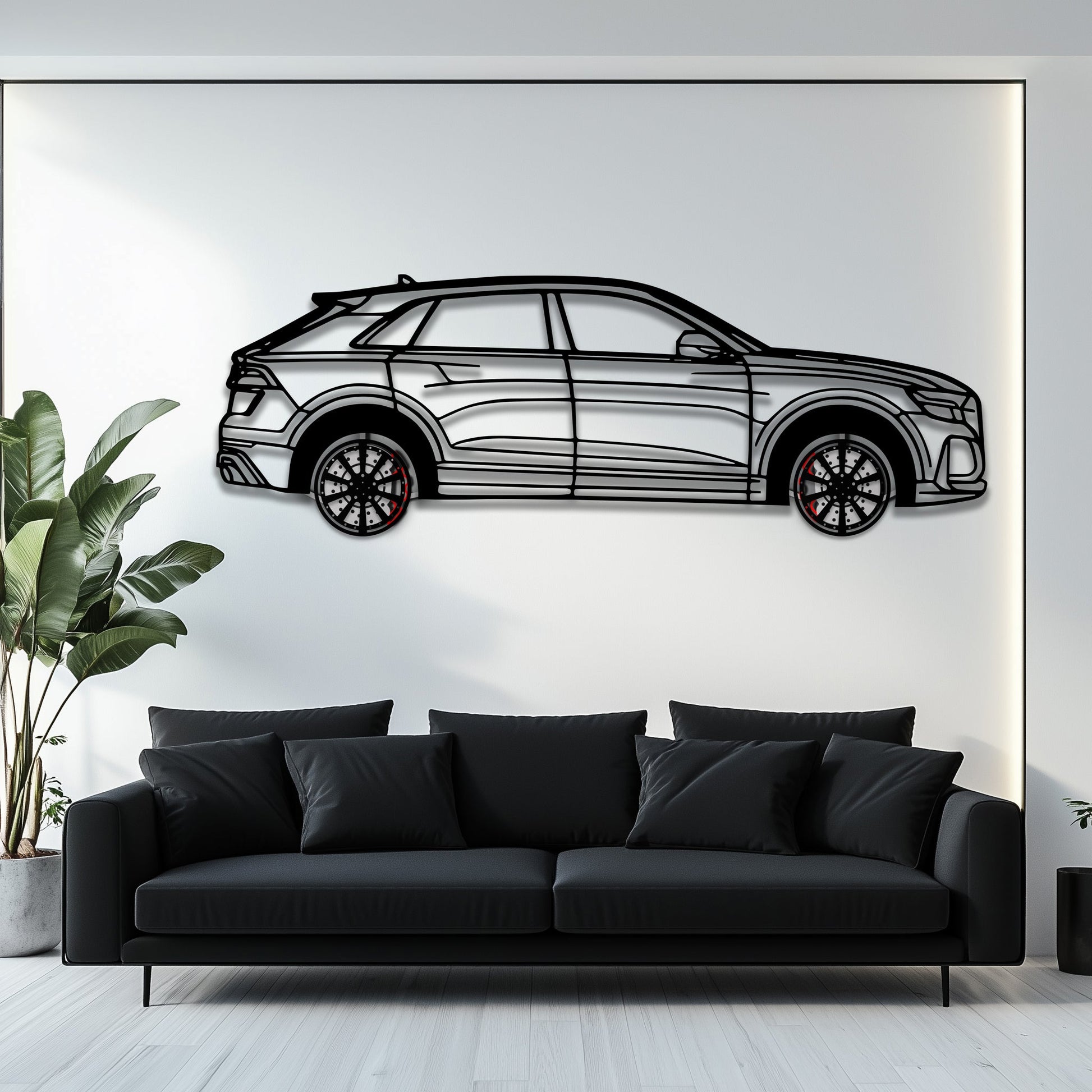 Audi Q8 Metal Car Wall Art with Rotating Wheels - Handmade Luxury SUV Silhouette Decor - Automotive Wall Art for Petrolheads - KAFMEKA095 - Tampa Home & Garden Store