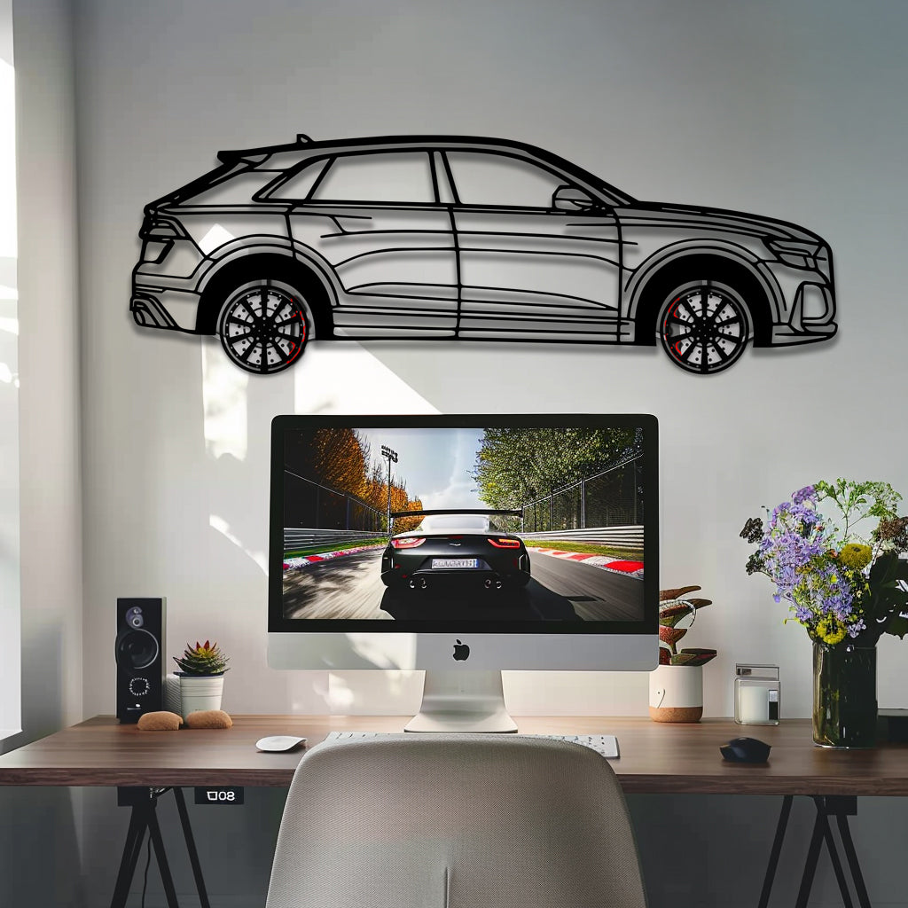 Audi Q8 Metal Car Wall Art with Rotating Wheels - Handmade Luxury SUV Silhouette Decor - Automotive Wall Art for Petrolheads - KAFMEKA095 - Tampa Home & Garden Store