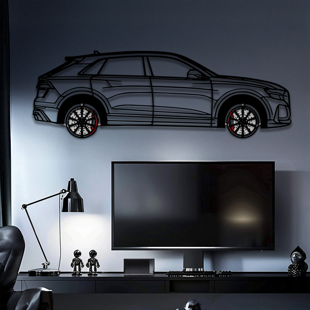 Audi Q8 Metal Car Wall Art with Rotating Wheels - Handmade Luxury SUV Silhouette Decor - Automotive Wall Art for Petrolheads - KAFMEKA095 - Tampa Home & Garden Store