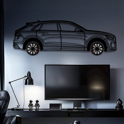 Audi Q8 Metal Car Wall Art with Rotating Wheels - Handmade Luxury SUV Silhouette Decor - Automotive Wall Art for Petrolheads - KAFMEKA095 - Tampa Home & Garden Store