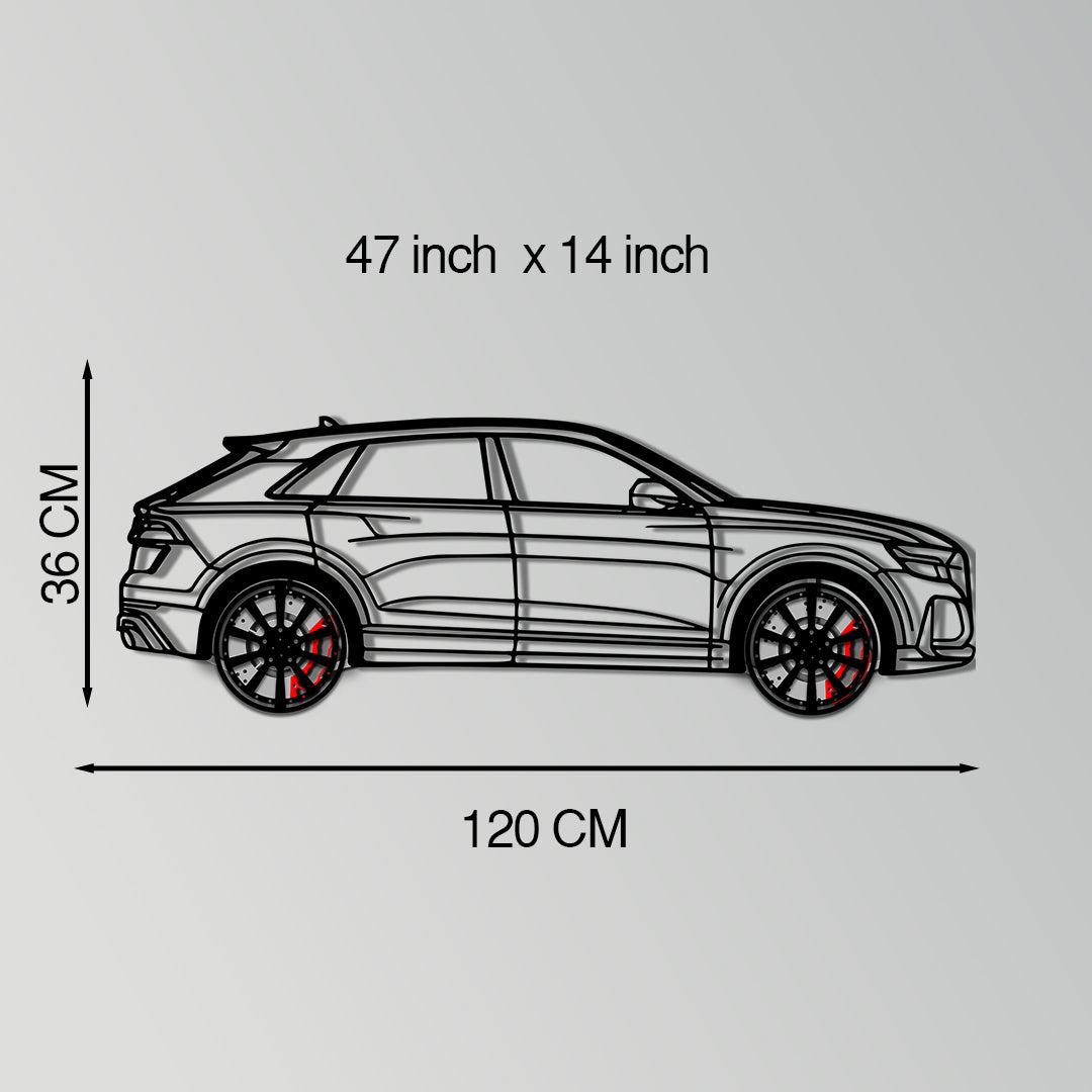 Audi Q8 Metal Car Wall Art with Rotating Wheels - Handmade Luxury SUV Silhouette Decor - Automotive Wall Art for Petrolheads - KAFMEKA095 - Tampa Home & Garden Store