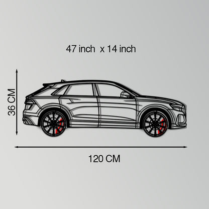 Audi Q8 Metal Car Wall Art with Rotating Wheels - Handmade Luxury SUV Silhouette Decor - Automotive Wall Art for Petrolheads - KAFMEKA095 - Tampa Home & Garden Store